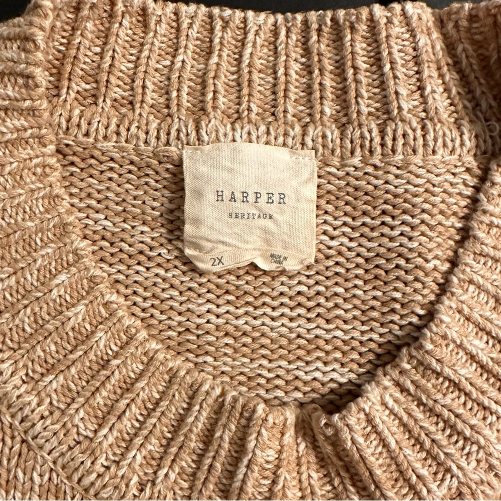 Harper Oatmeal Light Tan Long Sleeve Sweater Size 2x - Picture 6 of 6